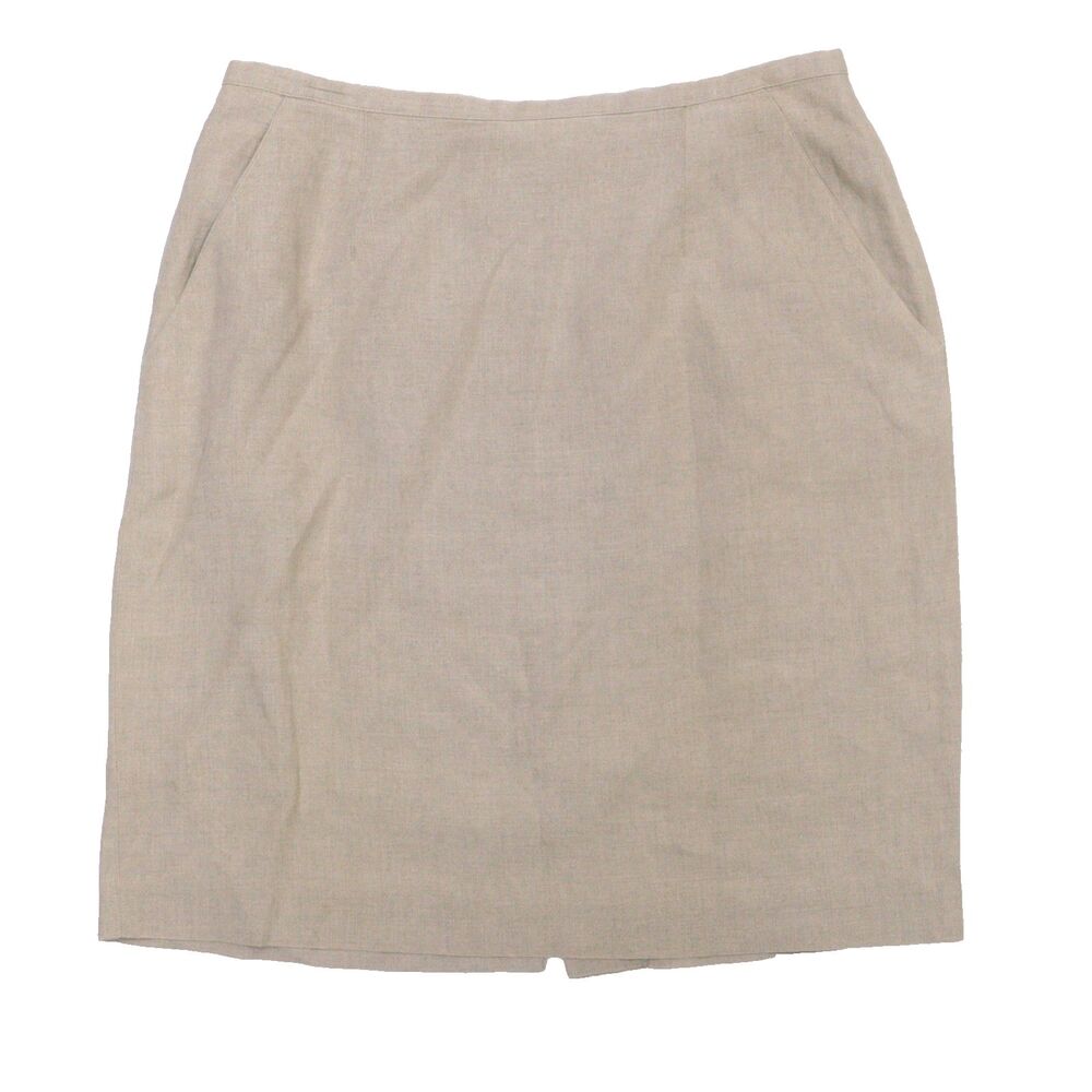 J Crew Skirt Womens Size 12 Beige 100% Linen Pencil Coastal Preppy Pockets